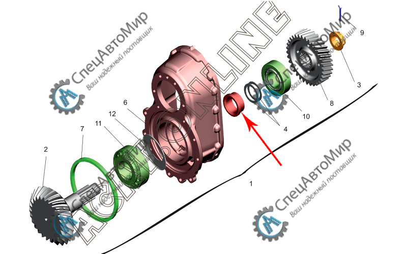 Втулка распорная редуктора среднего моста МАЗ - 6303-2502029