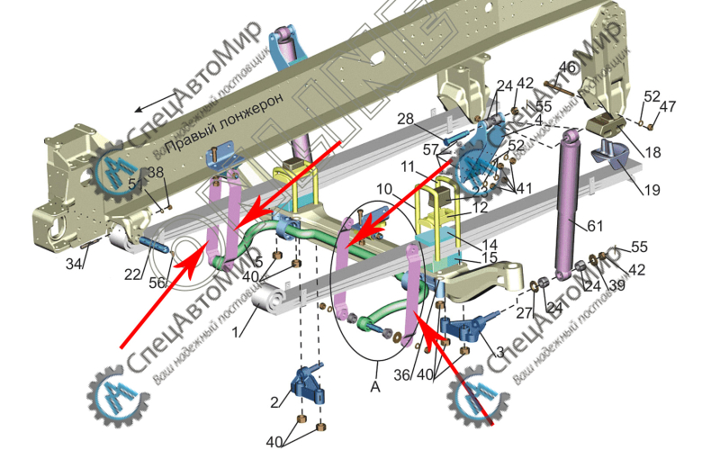 Серьга стабилизатора L-345мм (400мм) МАЗ - 6430-2906017