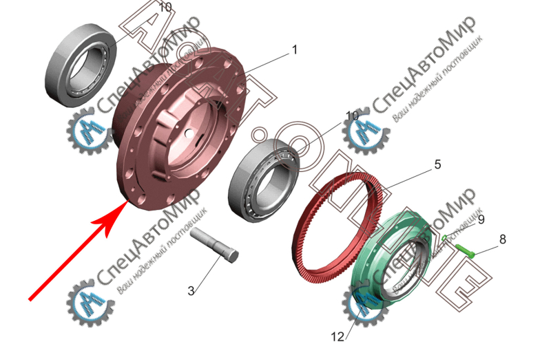 Ступица заднего колеса (10 отв.) МАЗ - 54326-3104015-10