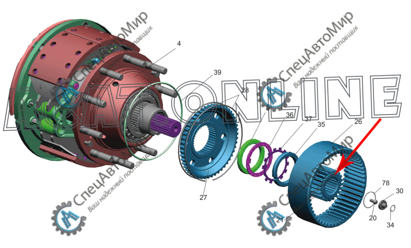 Шестерня ведущая бортовой передачи 21 зуб. МАЗ - 5440-2405028