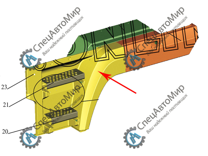 Панель с крылом правая Н/О МАЗ - 6312-8405024/4539