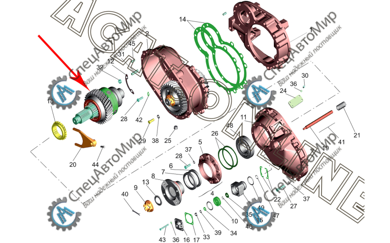 Дифференциал межосевой среднего моста 33 зуб. МАЗ - 6430-2506010-020