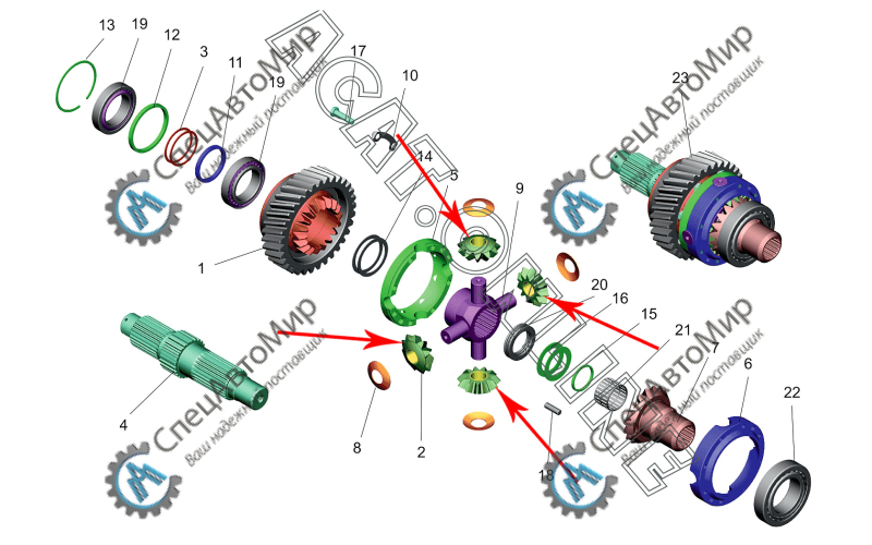 Сателлит крестовины МОД среднего моста - 6430-2506055-001