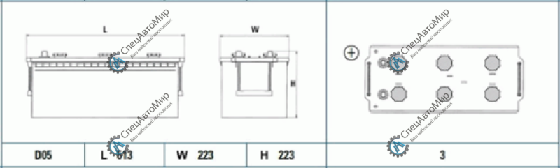 Аккумулятор 185Ah 1150A + слева PowerPRO 513x223x223 - EF1853