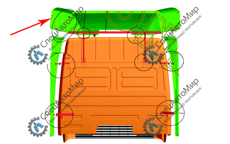 Закрылок обтекателя верхний левый (широкий) МАЗ - 6430-8008047-001