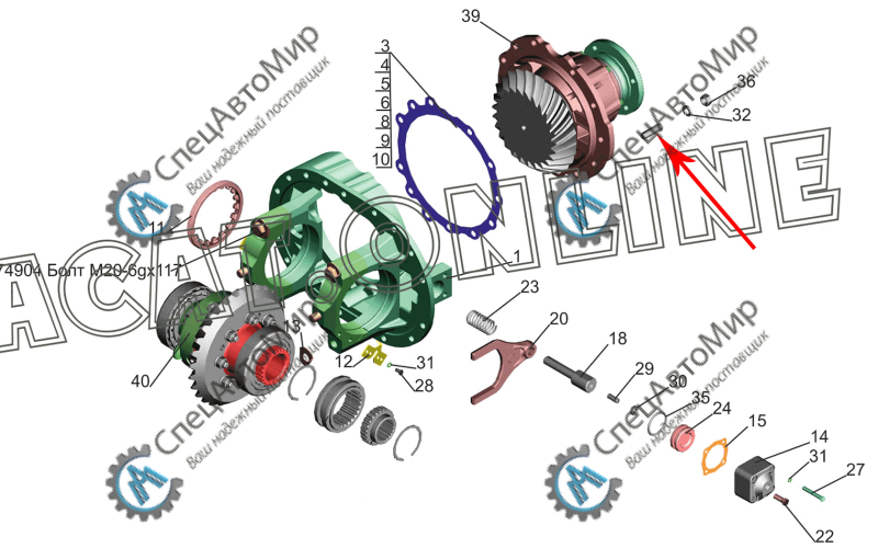Шпилька М16*57 крепления редуктора МАЗ - 373650
