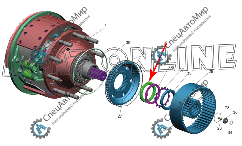 Гайка цапфы моста (со штырем) МАЗ - 5336-3104076